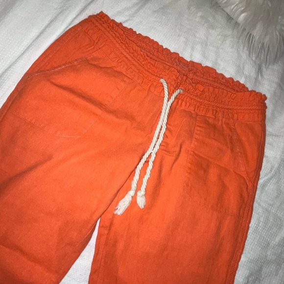 ROXY OCEANSIDE FLARED LINEN DRAWSTRING PANTS - Picture 2 of 4